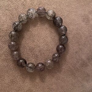 Black Rutilated Quartz Bracelet 11-12mm beads